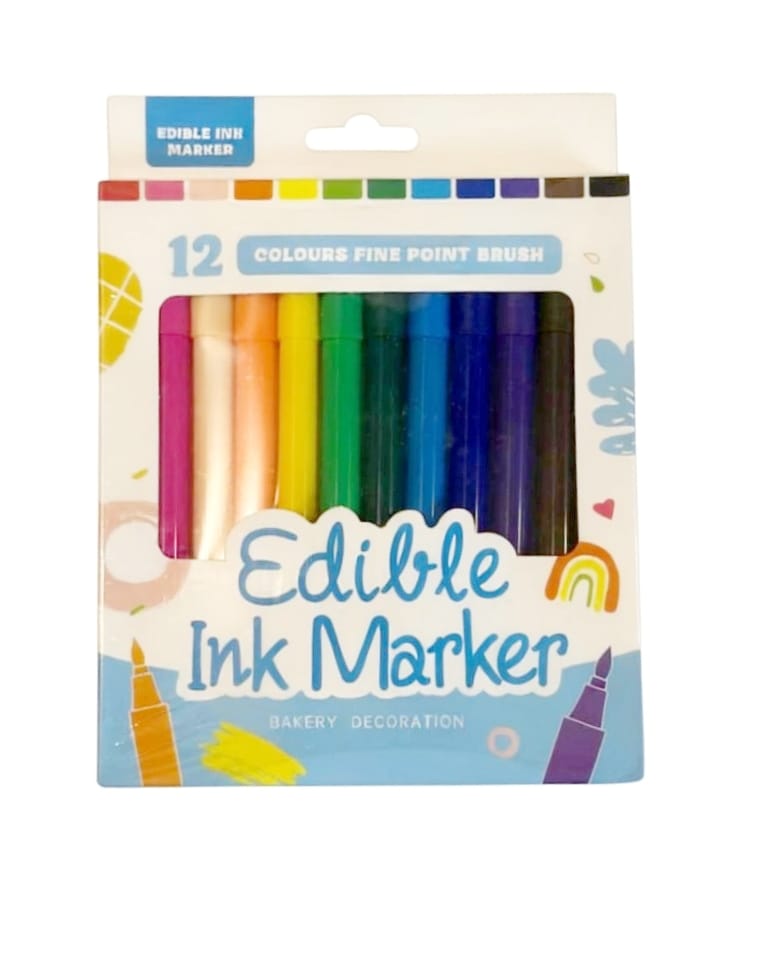 12-Color Fine Point Brush Edible Ink Markers