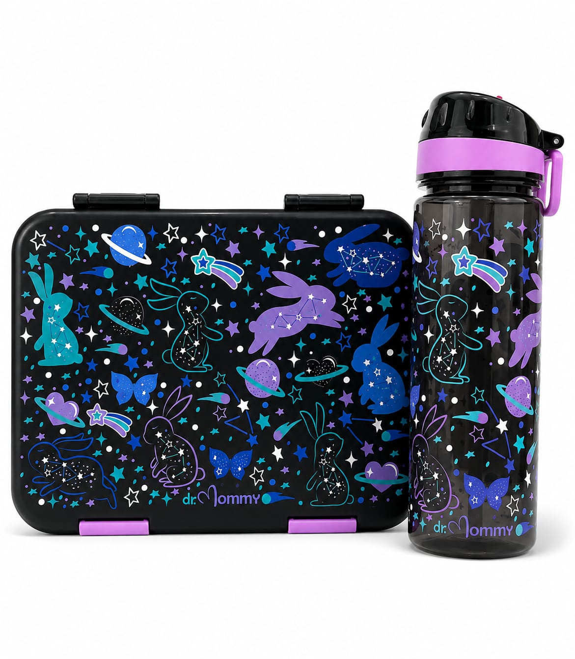 Cosmic bunny premium bento box and bottle set