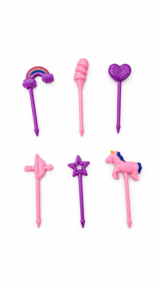 Unicorn reusable food picks (6-piece set)